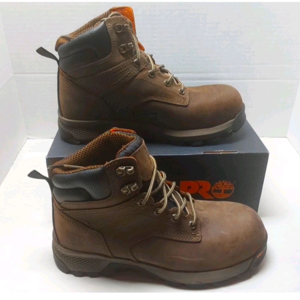 Timberland Pro Titan EV 6” Mens SZ: 8.5 Composite Safety Toe Dark Brown NEW!